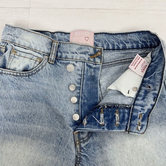 Revice Denim Crossover Waistband Loose Leg High Rise Jeans Sz 27 Blue Light Wash - Picture 4 of 16